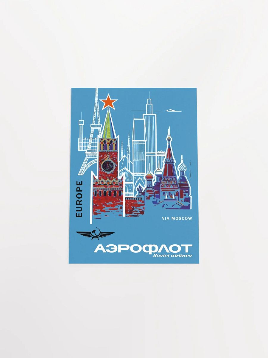 Aeroflot, USSR 1968, Airlines retro travel — vintage travel poster product image (9)