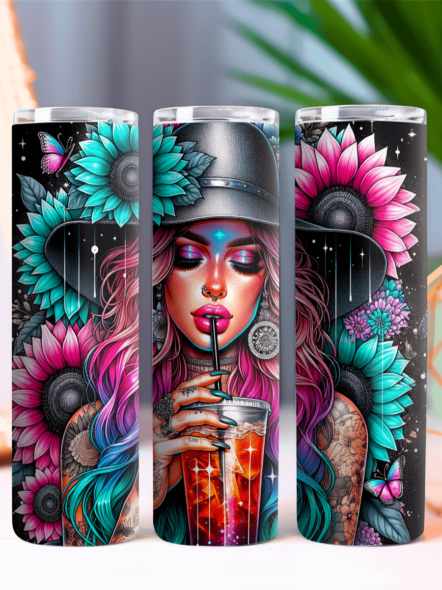 Just A Girl Who Loves Iced Tea Floral Fantasy Stainless Steel Tumbler product image (2)