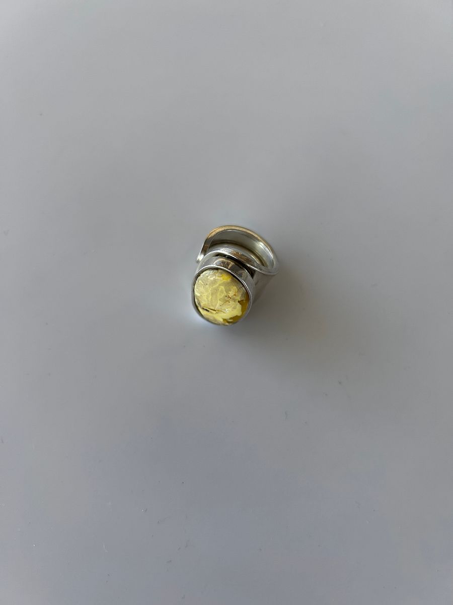 Baltic White Amber 925 Sterling Silver Adjustable Ring product image (2)