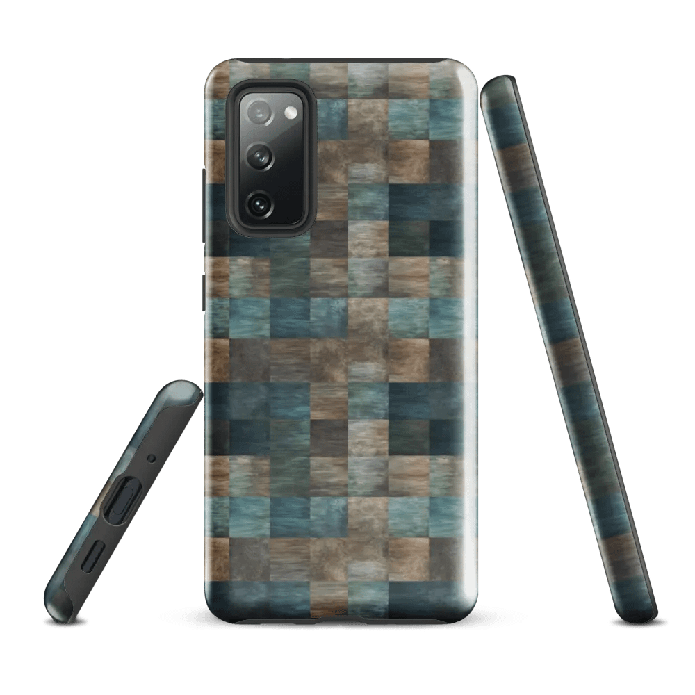 Tough Phone Case for Samsung® - Blue and Brown Checkered Pattern product image (1)