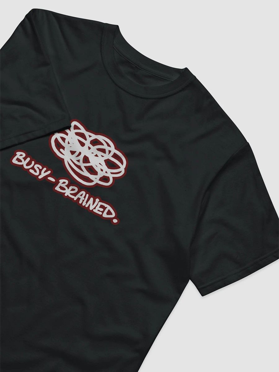 BUSY-BRAINED (lined design, #6D1616) unisex eco tee product image (3)