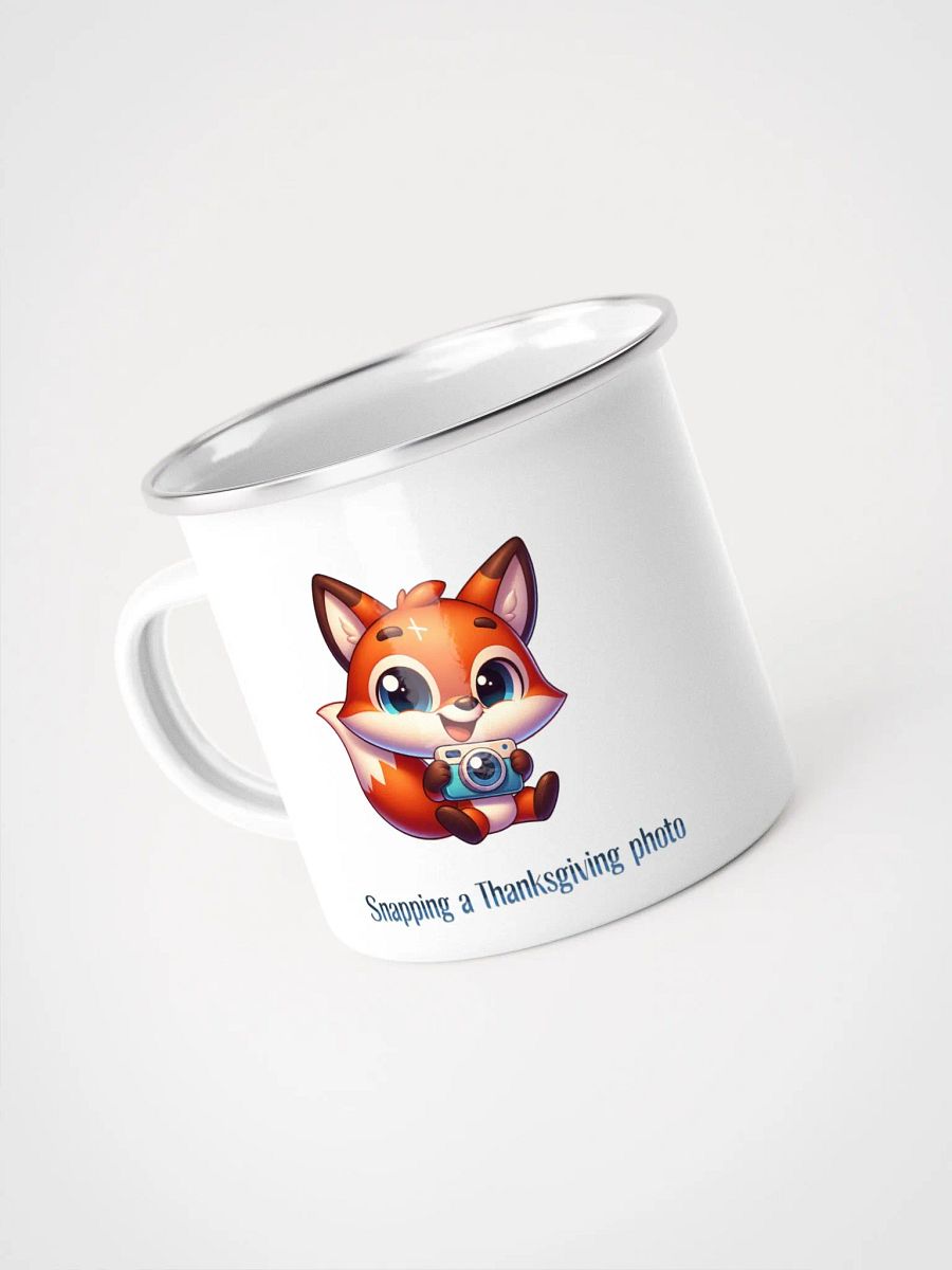 Snapping A Thanksgiving Photo Cute Fox Enamel Mug product image (4)