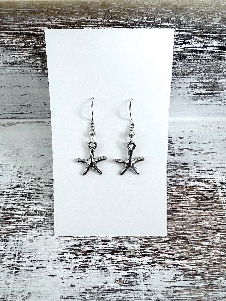 Handmade Silver-Tone Metallic Starfish Earrings | Style 1 | Monique Faella Designs™ | MFD-00118, MFD-00120, MFD-00121 product image (3)