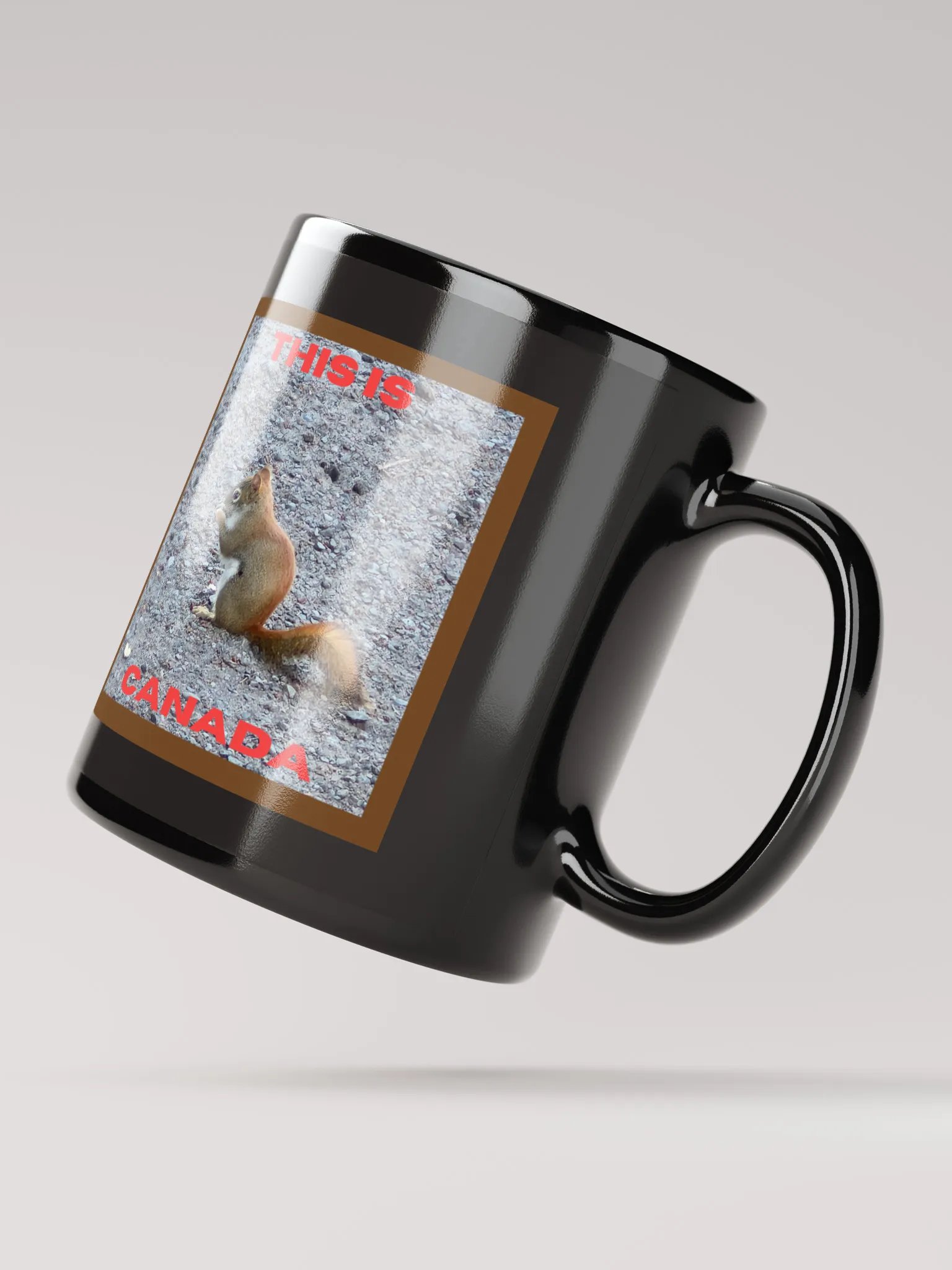 Adorable Red Squirrel Glossy Black Mug product image (3)