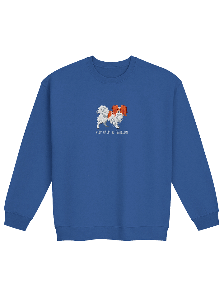 Keep Calm and Papillon Sweatshirt (Embroidered) of a Papillon(Red & White) product image (5)