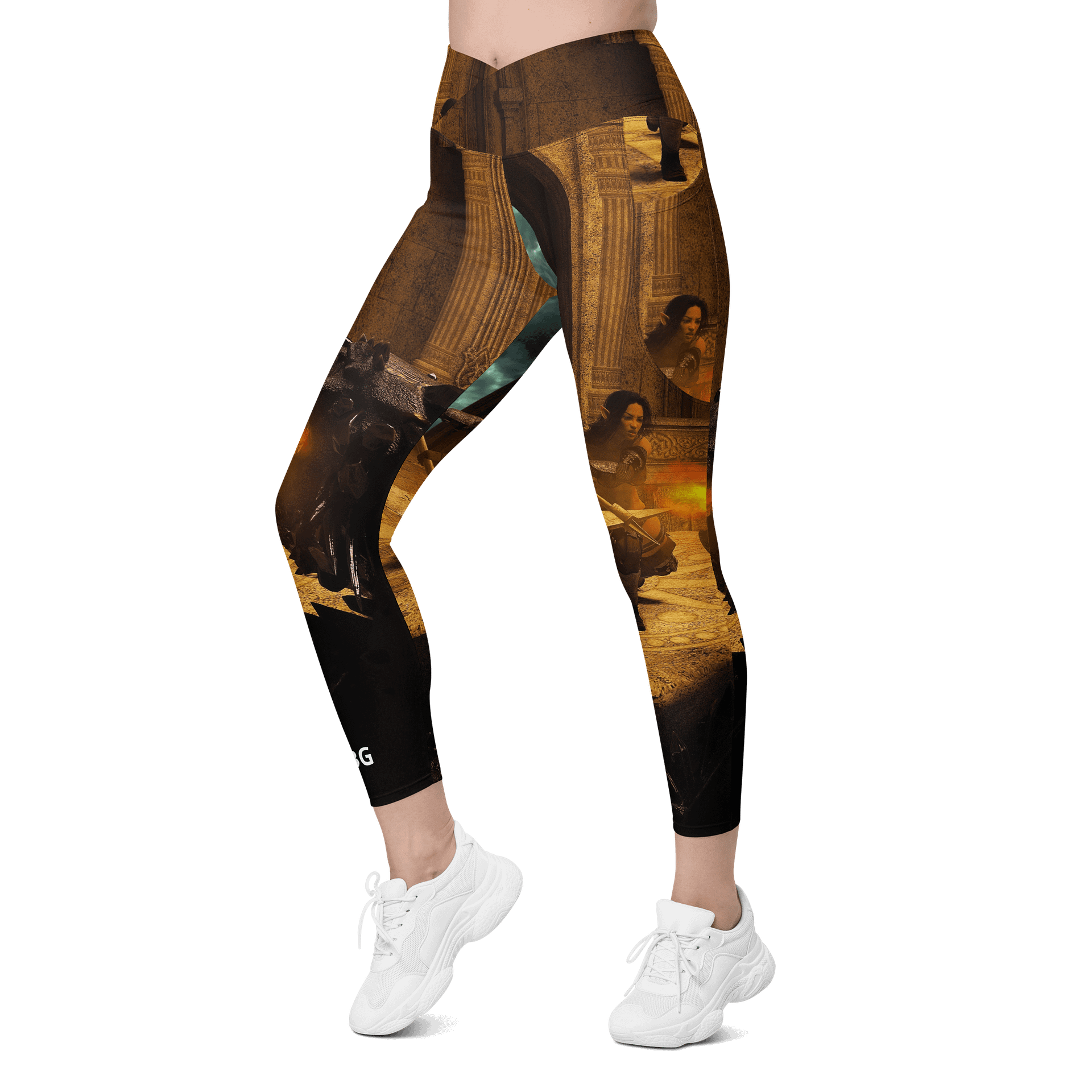 'Elven Stories - Warriors Cry Too' Crossover Leggings with Pockets product image (6)