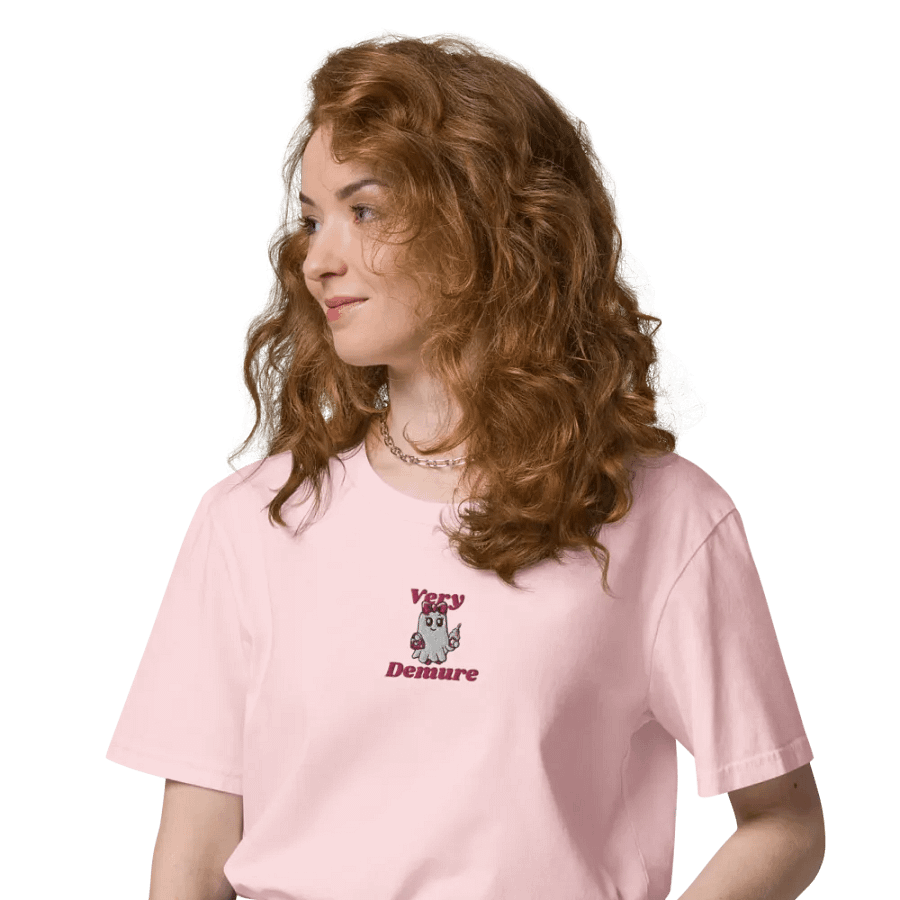 Very Demure Cute Ghost Embroidered Organic Cotton Regular Fit T-Shirt product image (24)