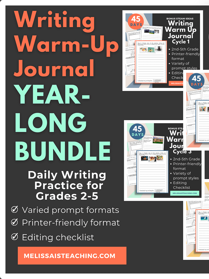 Writing Warm Up Journal FULL YEAR for 2nd-5th Grade Printable, 180 Days product image (1)
