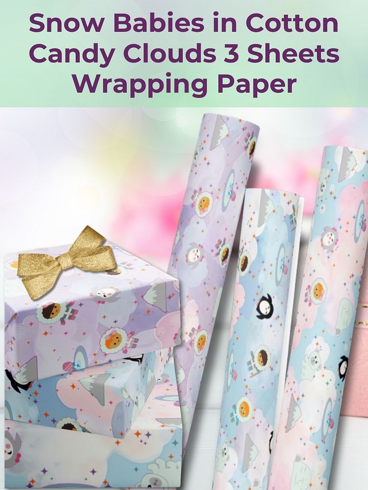 Snow Babies in Cotton Candy Clouds 3 Pack Sheets Wrapping Paper product image (1)