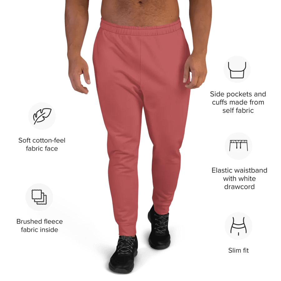 Plain Brick Red Soft Summer Recycled Polyester Premium Men's Joggers by Treasure Pie product image (9)