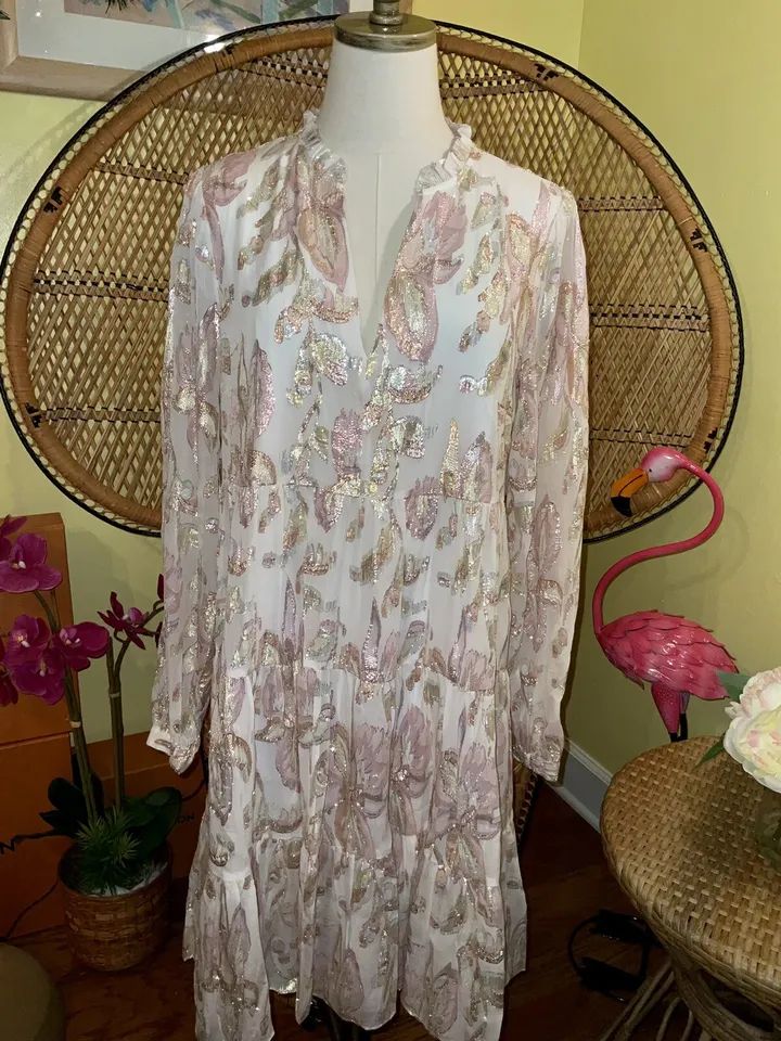 Lilly Pulitzer NWT Sarita Silk Dress Coconut Rose Gold 🦄 Size 4,6,12 🦄 product image (2)