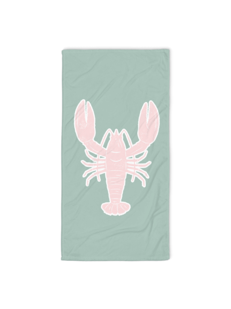 GREEN PINK LOBSTER TOWEL - Strandtuch mit Hummer Rosa Grün product image (2)
