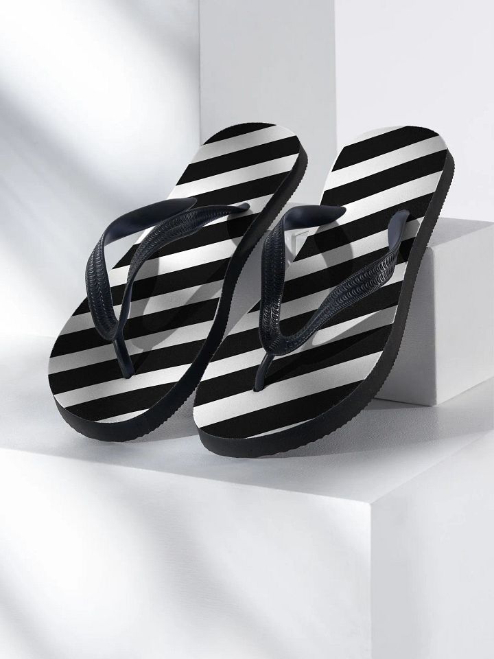 Black & White Stripes Flip Flops product image (2)