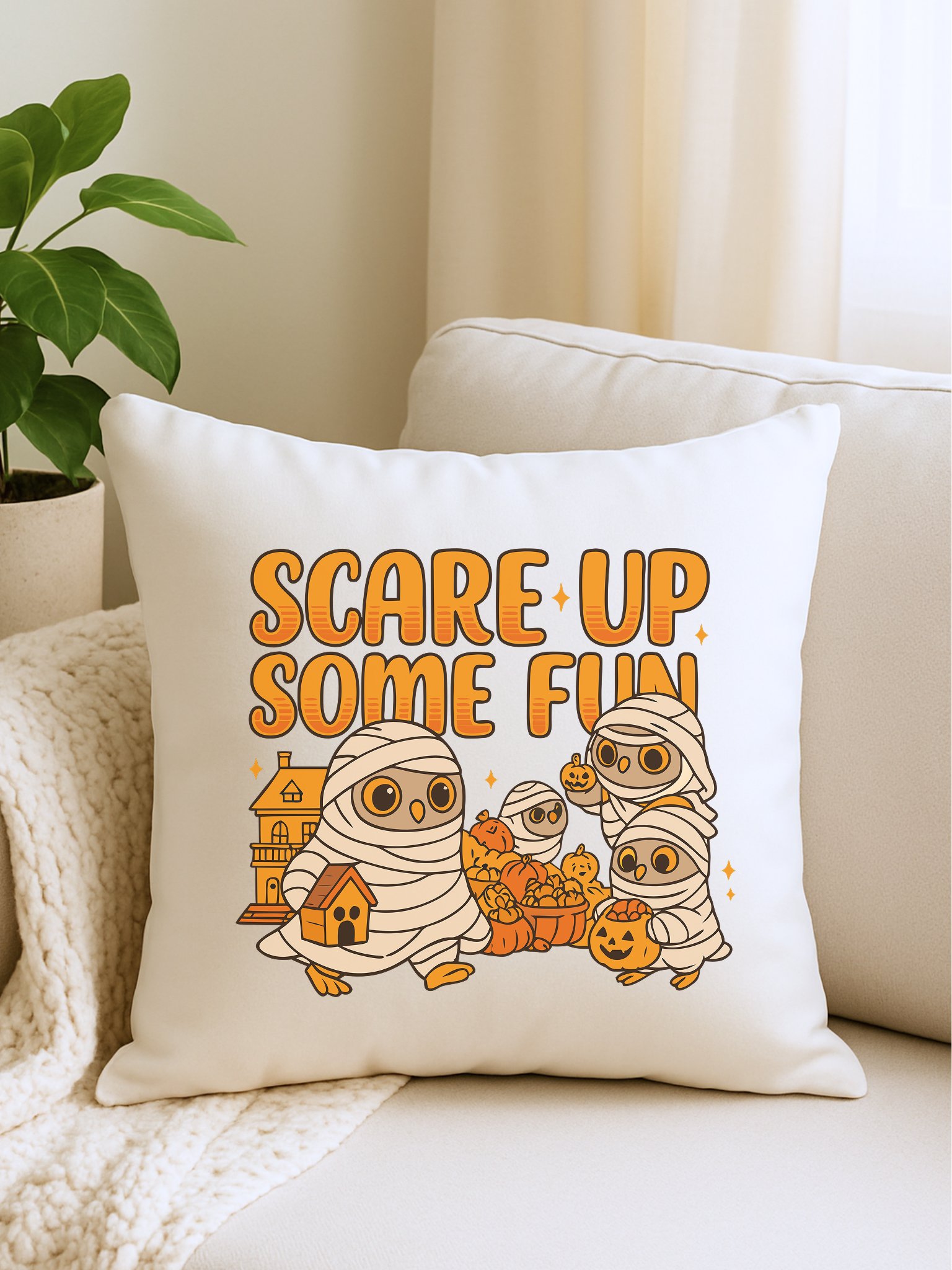 Scare Up Some Fun – Cartoon Mummy Owl Halloween Digital Print product image (4)