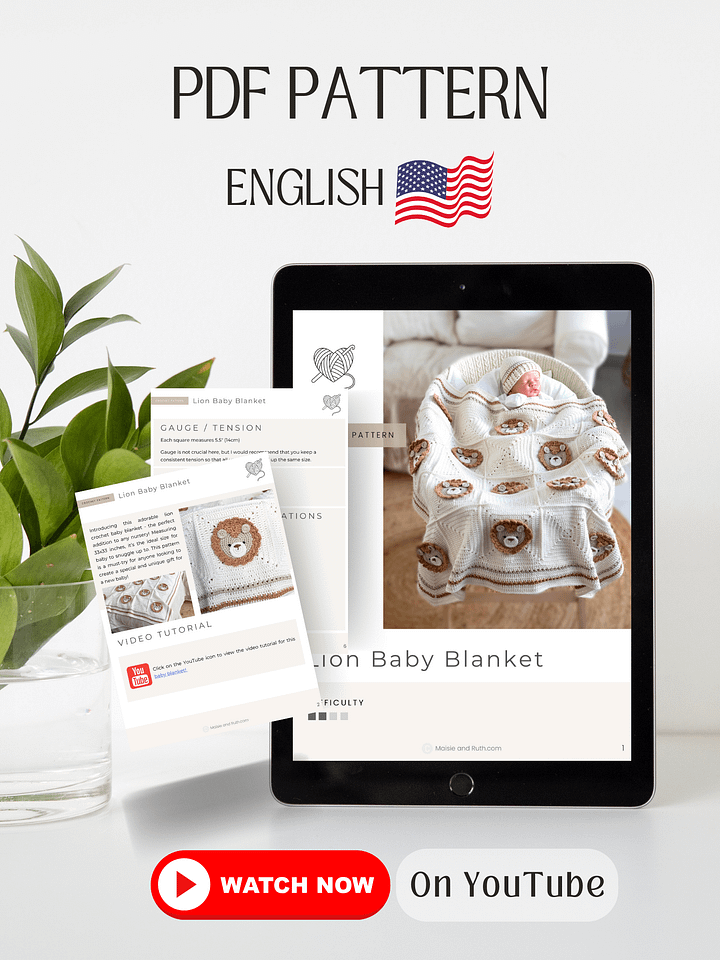 Crochet Pattern: Lion Baby Blanket product image (2)