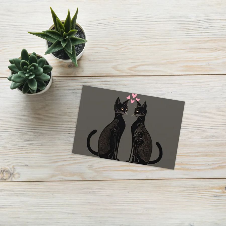 PINK HEART BLACK LOVE CATS product image (10)