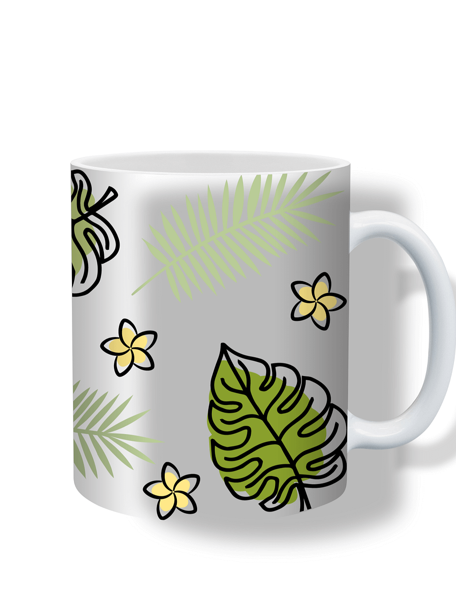 (Black Border) Monstera Tropical Leaves and Flowers 11oz Coffee Mug – Nature-Inspired Ceramic Cup with Monstera and Floral Design – Perfect Gift for Plant Lovers product image (4)