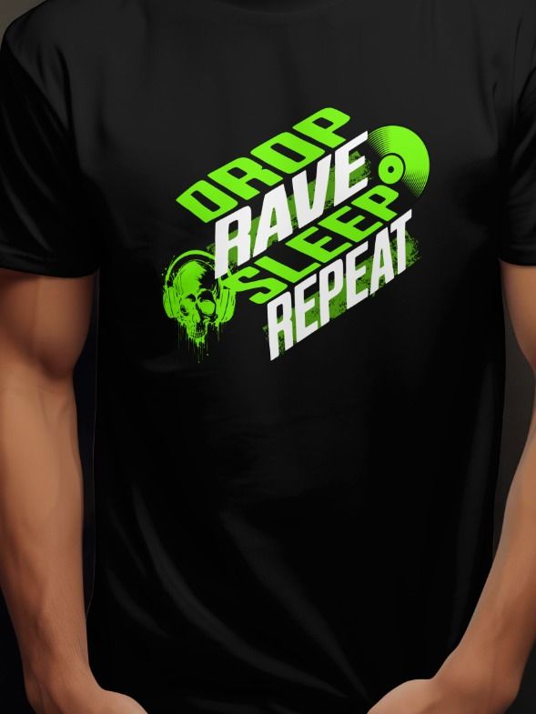 Rave Skull Vinyl T-Shirt Drop, Rave, Sleep, Repeat product image (1)