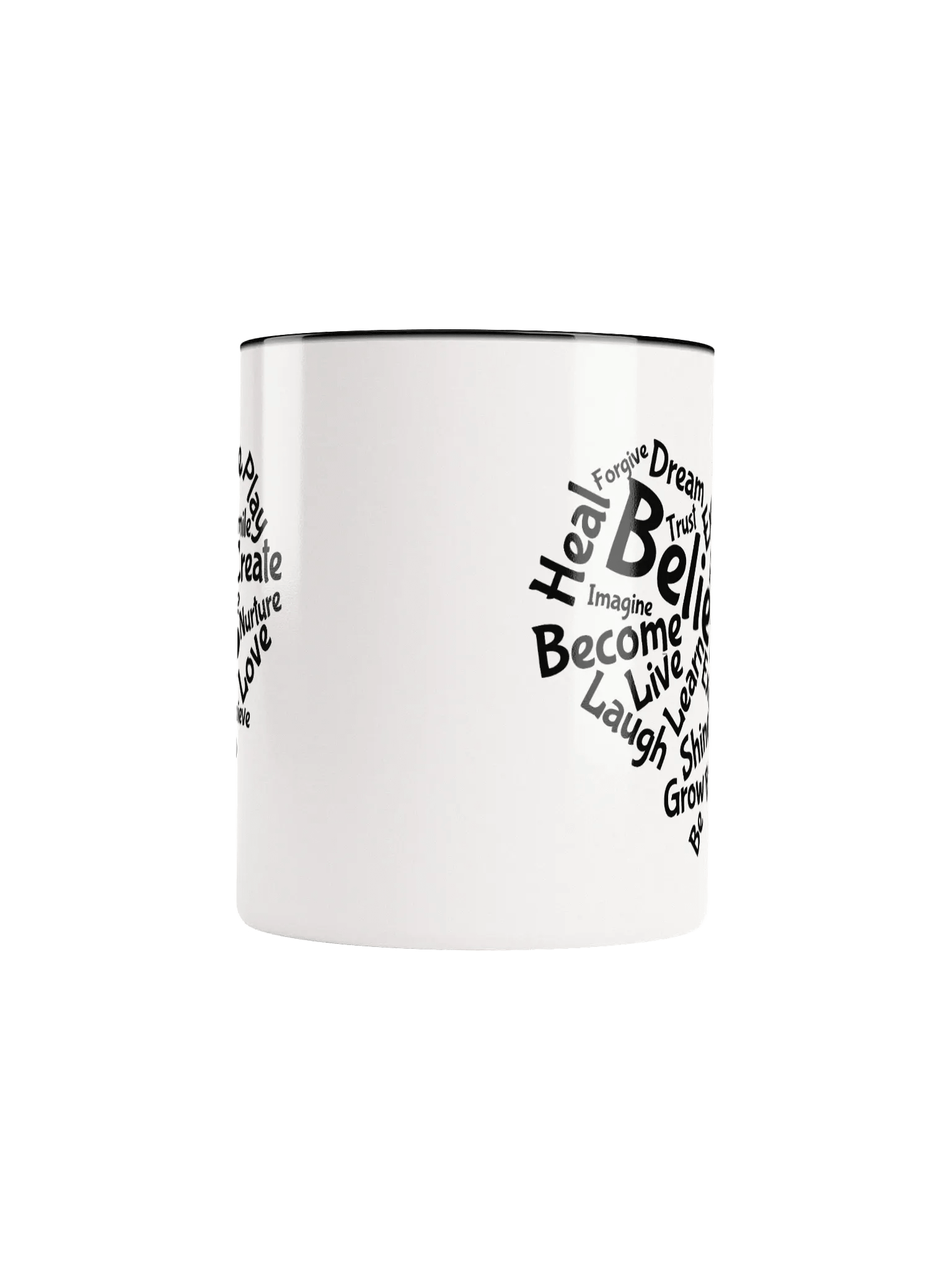 Motivational Heart Word Cloud Mug - with black inner product image (3)