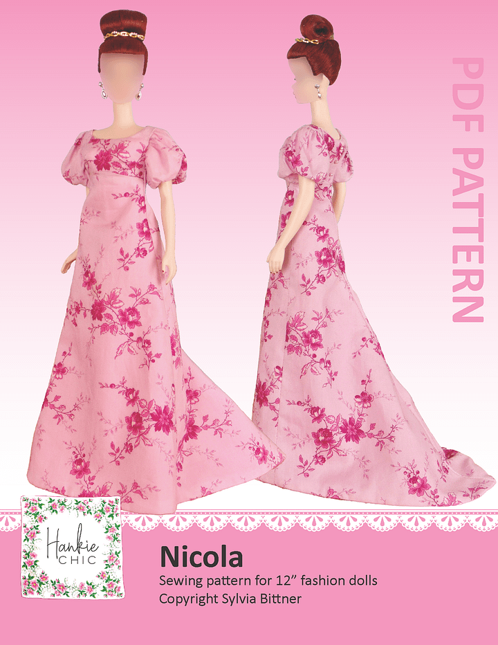 Nicola sewing pattern for 12" fashion dolls product image (1)