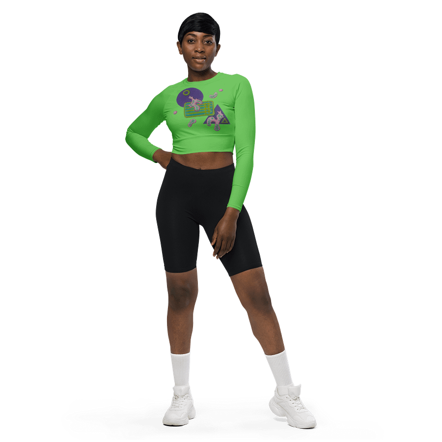 Shape Shenanigans Green Long Sleeve Crop Top product image (3)