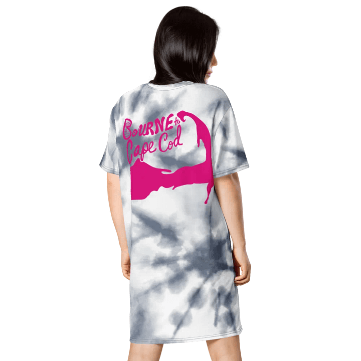 BOURNE to Cape Cod™ | Coastal Dream T-Shirt Dress | Gray & White Tie-Dye | Beachy-Chic & Bold product image (2)