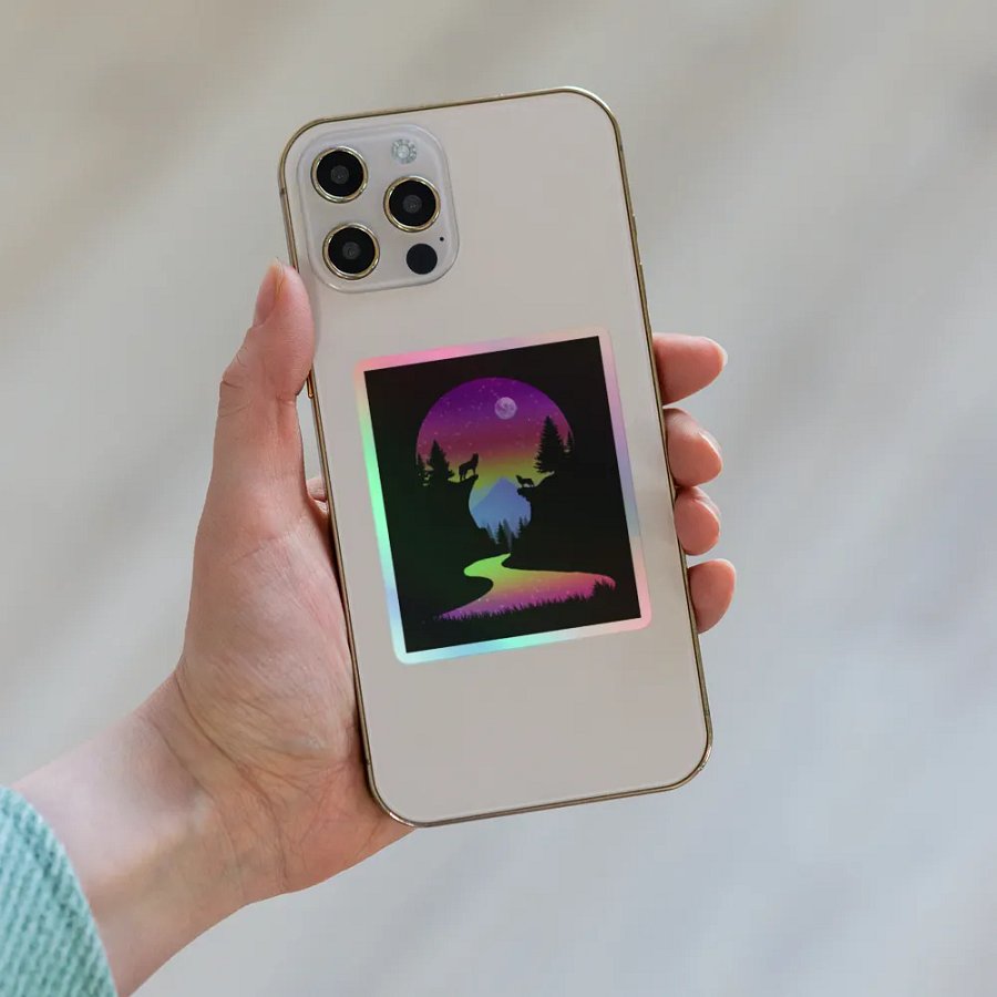 Neon nature holographic sticker product image (6)