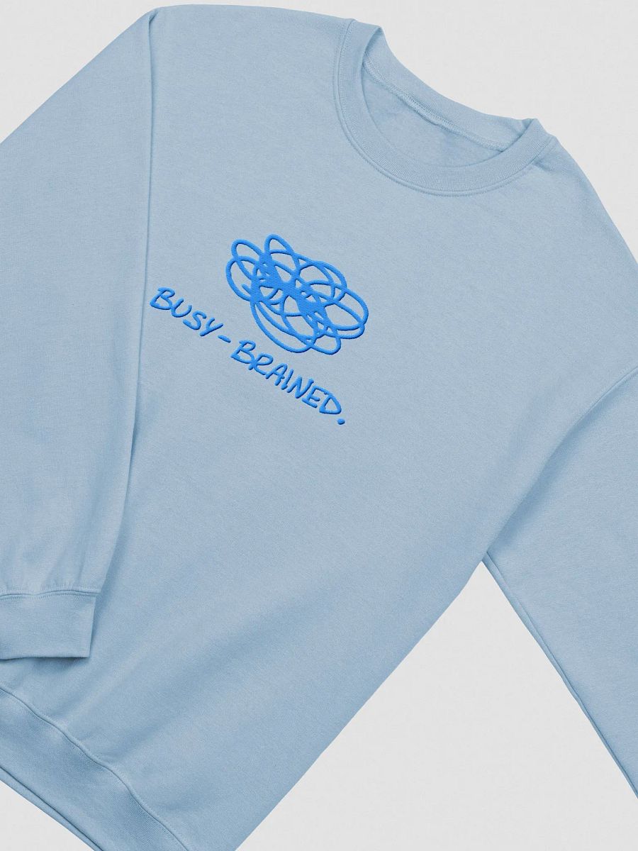 BUSY-BRAINED. (lg. design, aqua thread) embroidered crewneck product image (12)