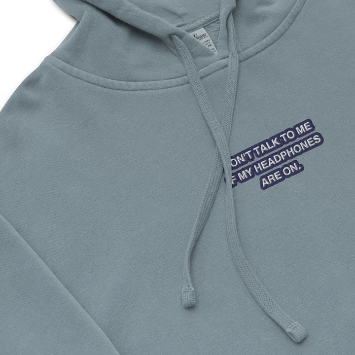 HEADPHONES ON (navy bubble design 2) embroidered pigment hoodie product image (1)