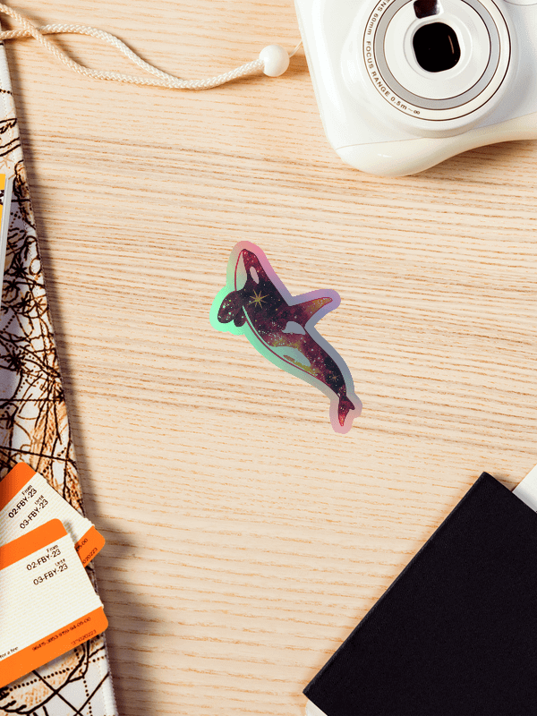 Galaxy Orca - Red Variation Holographic Sticker product image (2)
