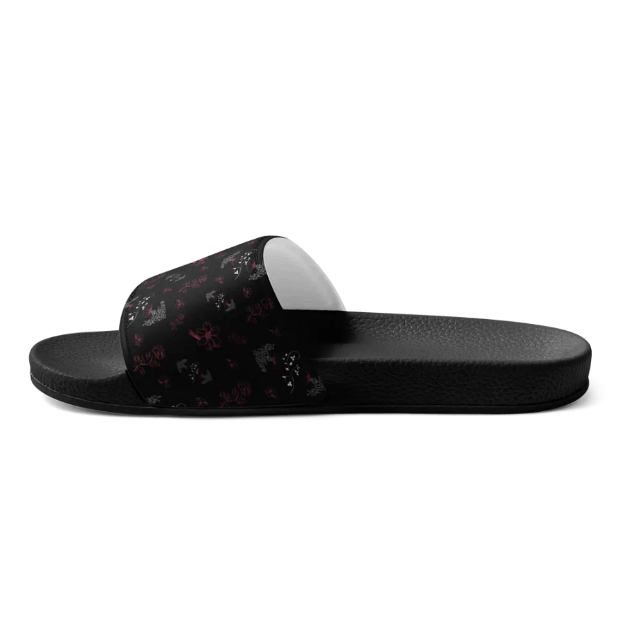 Magenta and White Flowers on Black Women's Slides product image (6)