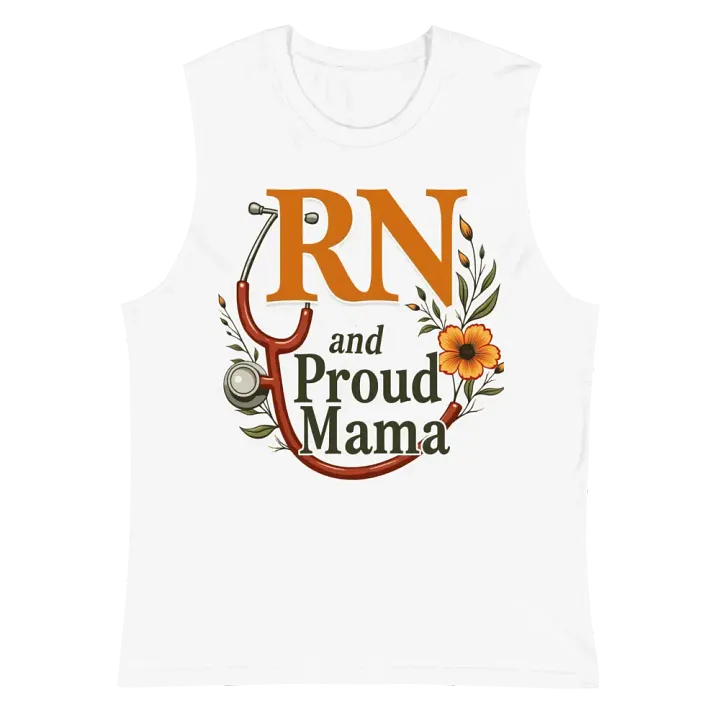 Proud RN and mama, Floral Stethoscope Muscle Tank product image (2)