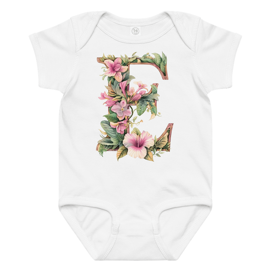 Floral Letter 'E' Baby Bodysuit product image (1)
