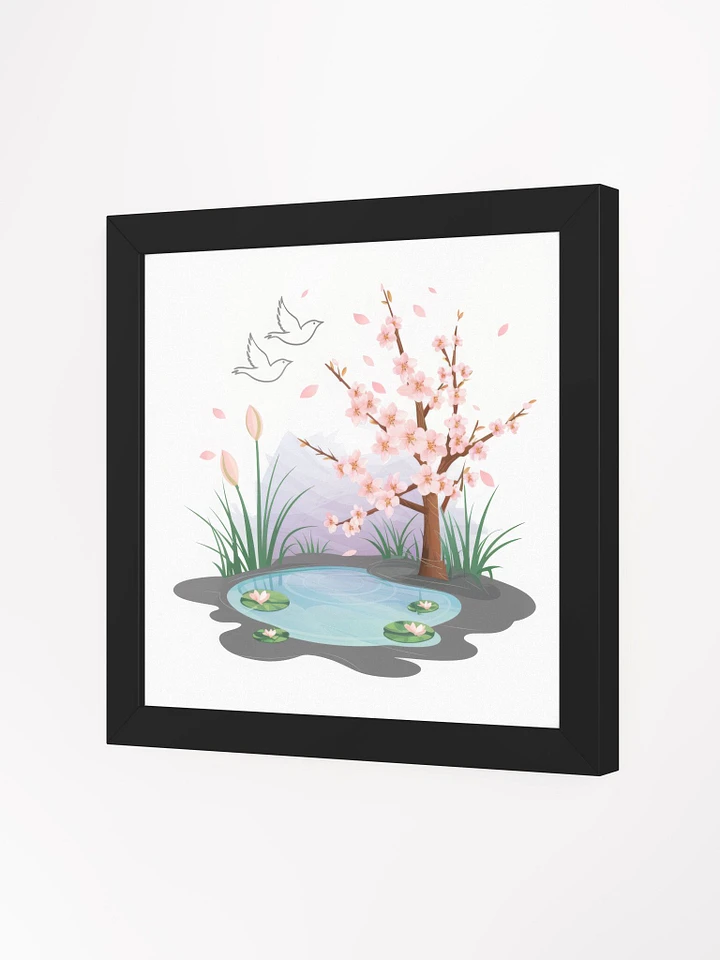 Cherry Blossom Pond Serenity Watercolor - Framed Poster product image (2)