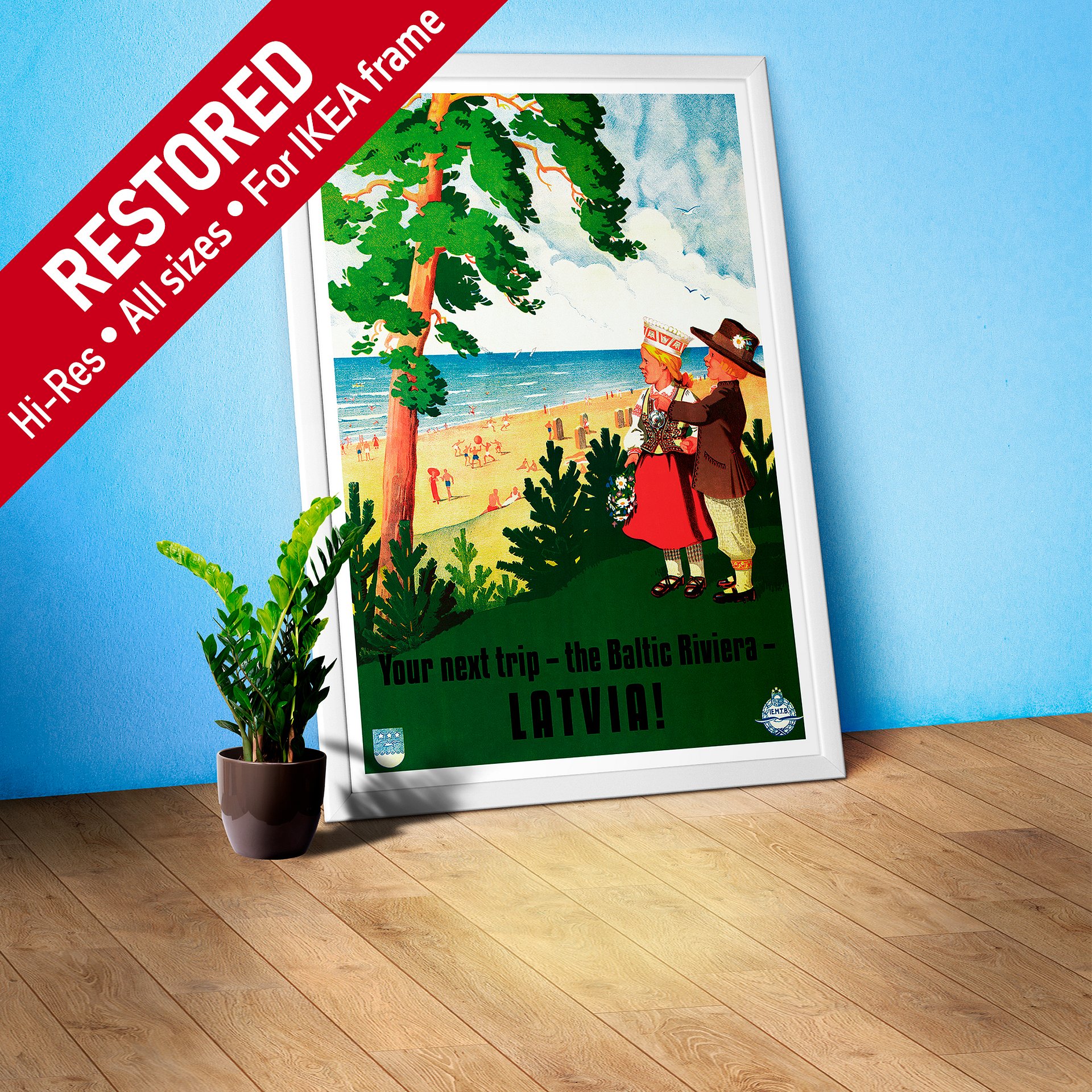 Latvia retro poster, 1930 — retro vintage travel poster, retro travel art, retro travel wall art product image (1)