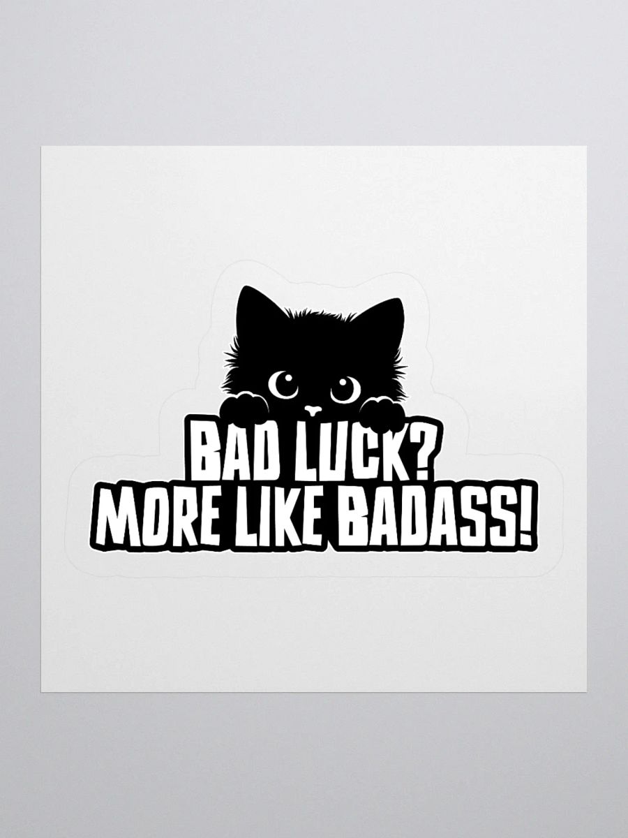 Cute Black Kitten "Badass" Funny Cat Lover Sticker product image (2)