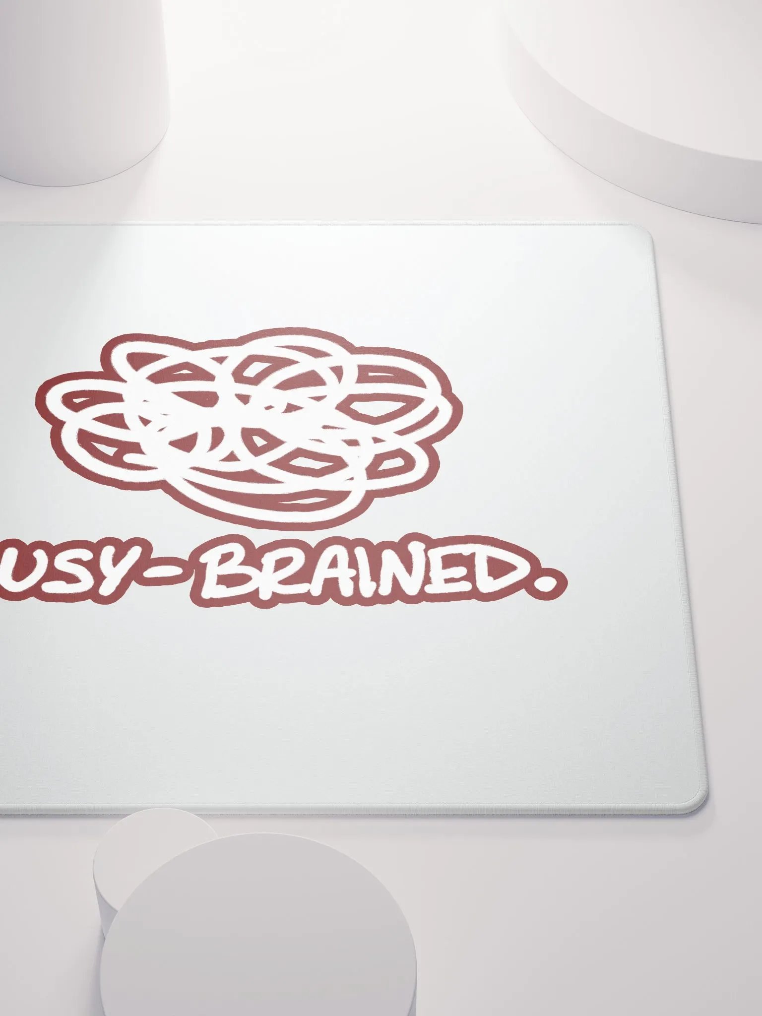 BUSY-BRAINED (lined design, #6D1616) mouse pad product image (5)