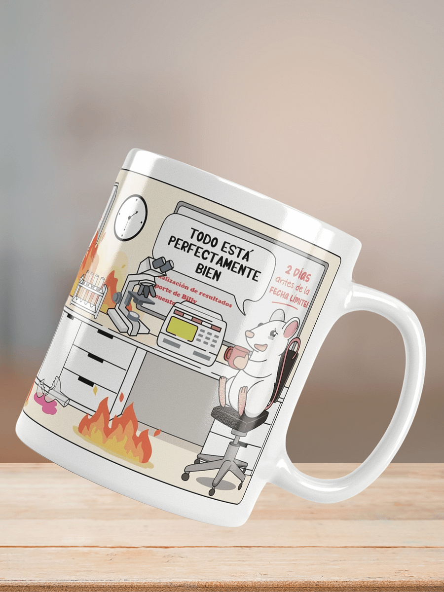 "Laboratorio en llamas" (SPANISH) Ceramic mug product image (8)