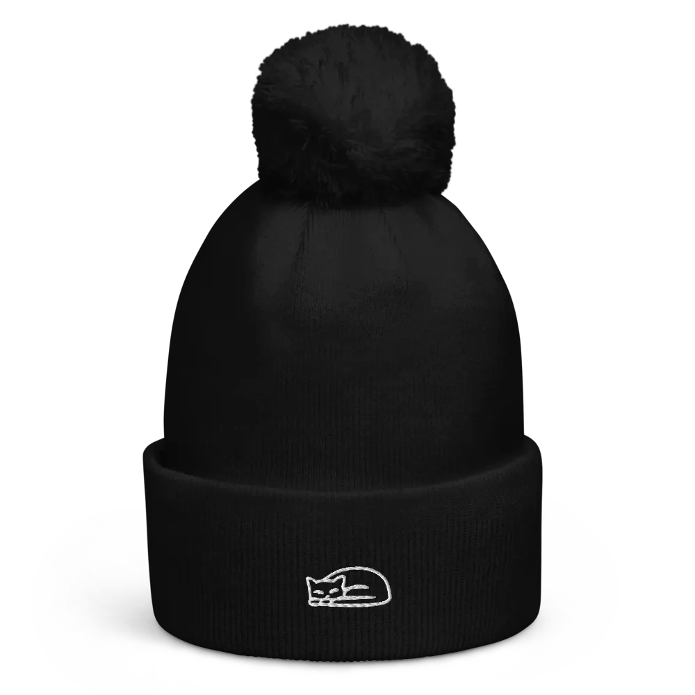 resting meow \ pom-pom beanie product image (1)