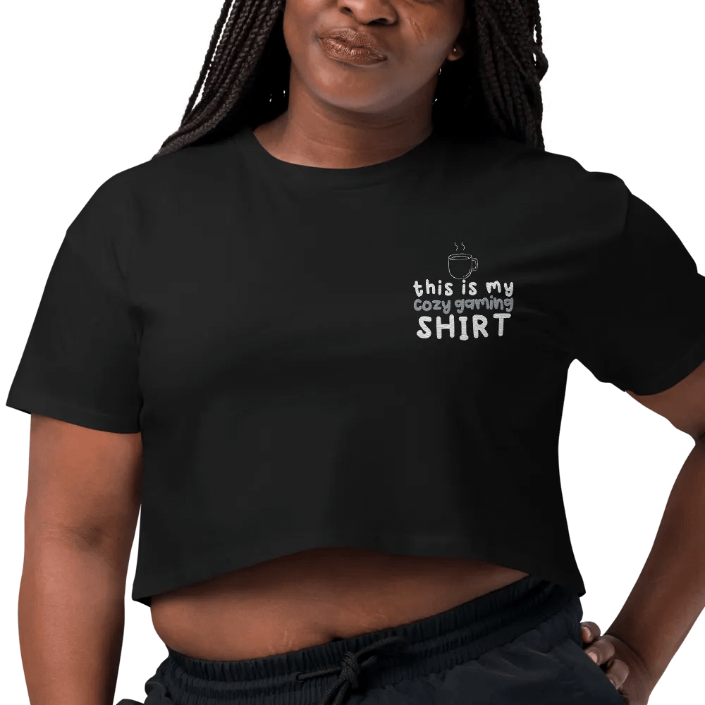 Cozy Gaming Shirt Embroidered Crop Top product image (1)