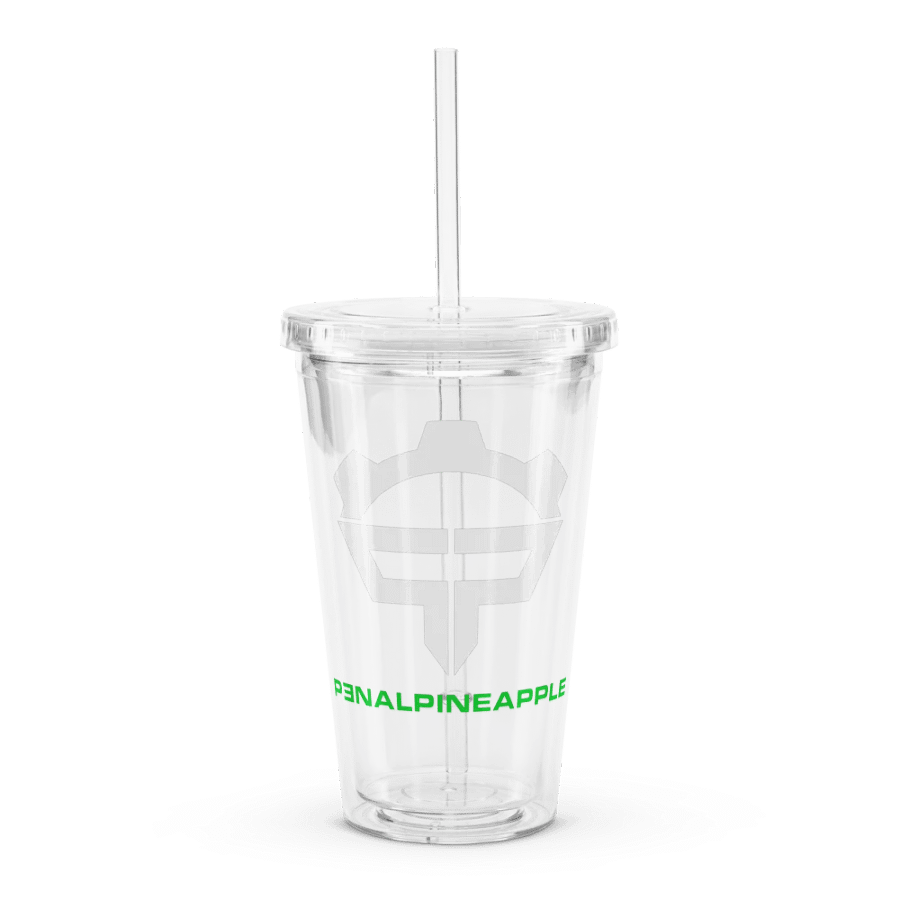 P3nAlPineapple - White Logo Double Wall Clear Plastic Tumble (16oz) product image (1)