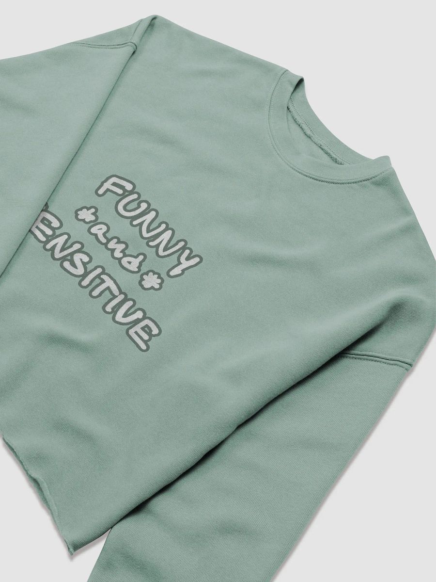 FUNNY *and* SENSITIVE (lined design, #66796E) women’s fleece crop sweatshirt product image (13)
