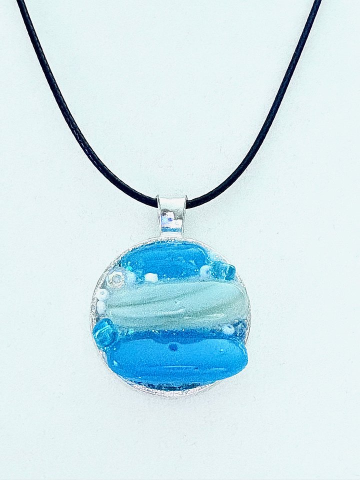 Coastal Calm Horizon Pendant Necklace | Handmade Glass Art Jewelry | Monique Faella Designs™ | MFD-00215 product image (1)