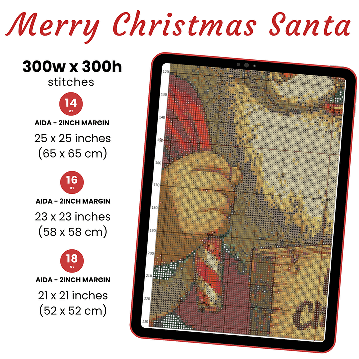 Merry Christmas Santa Claus Cross Stitch Pattern product image (2)