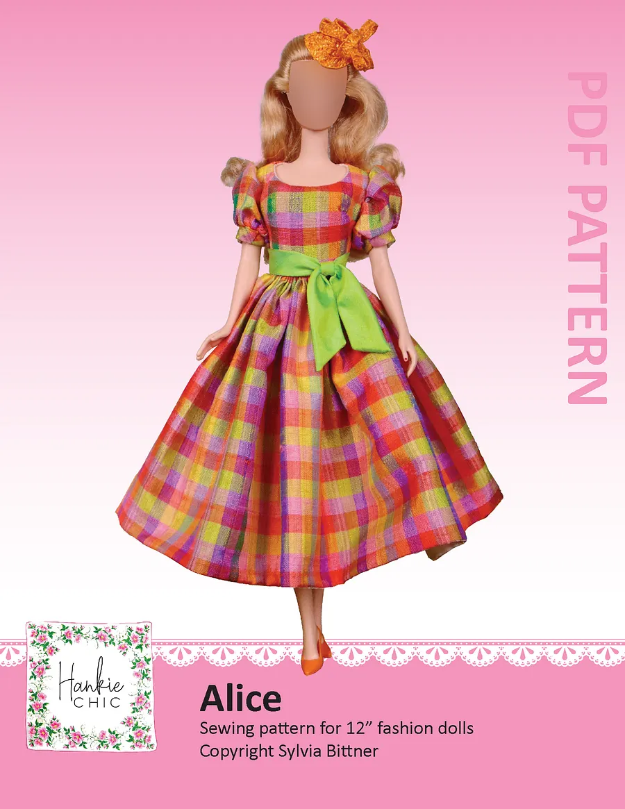 Alice sewing pattern for 12" fashion dolls product image (1)