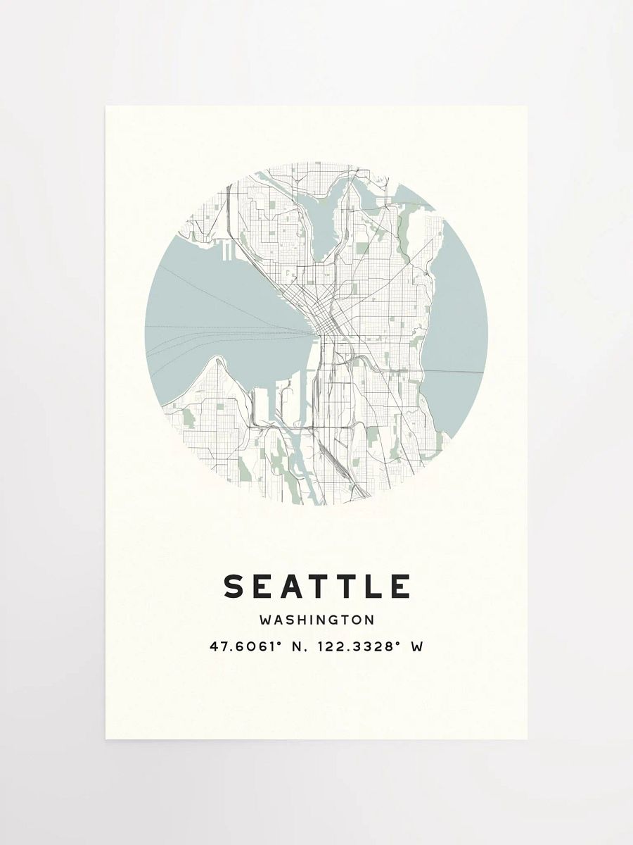 Seattle Street Map Poster – Beige Minimalist Circular City Art product image (4)