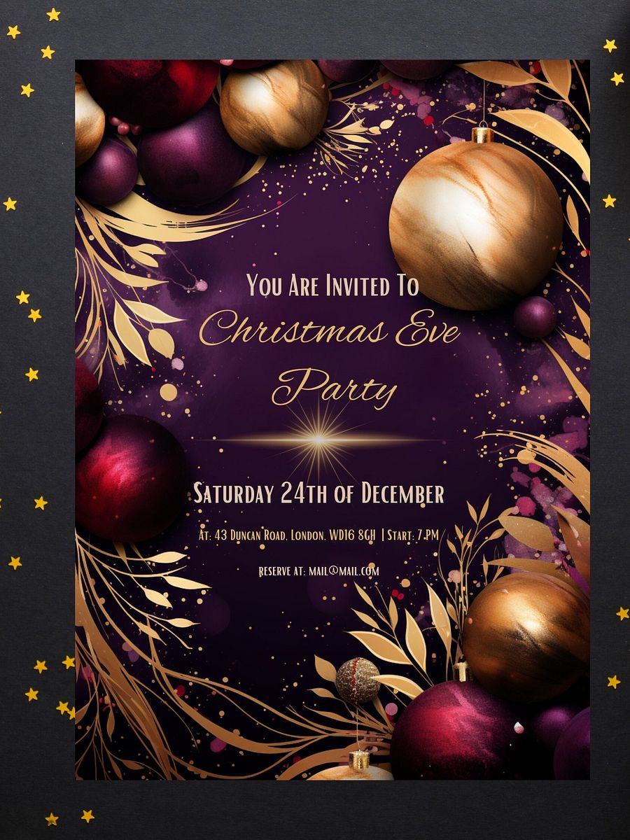 Beautiful Purple and Gold Christmas Party Invitation | Editable in Canva | Christmas Party Printable | Holiday Invitation Template | Canva product image (3)