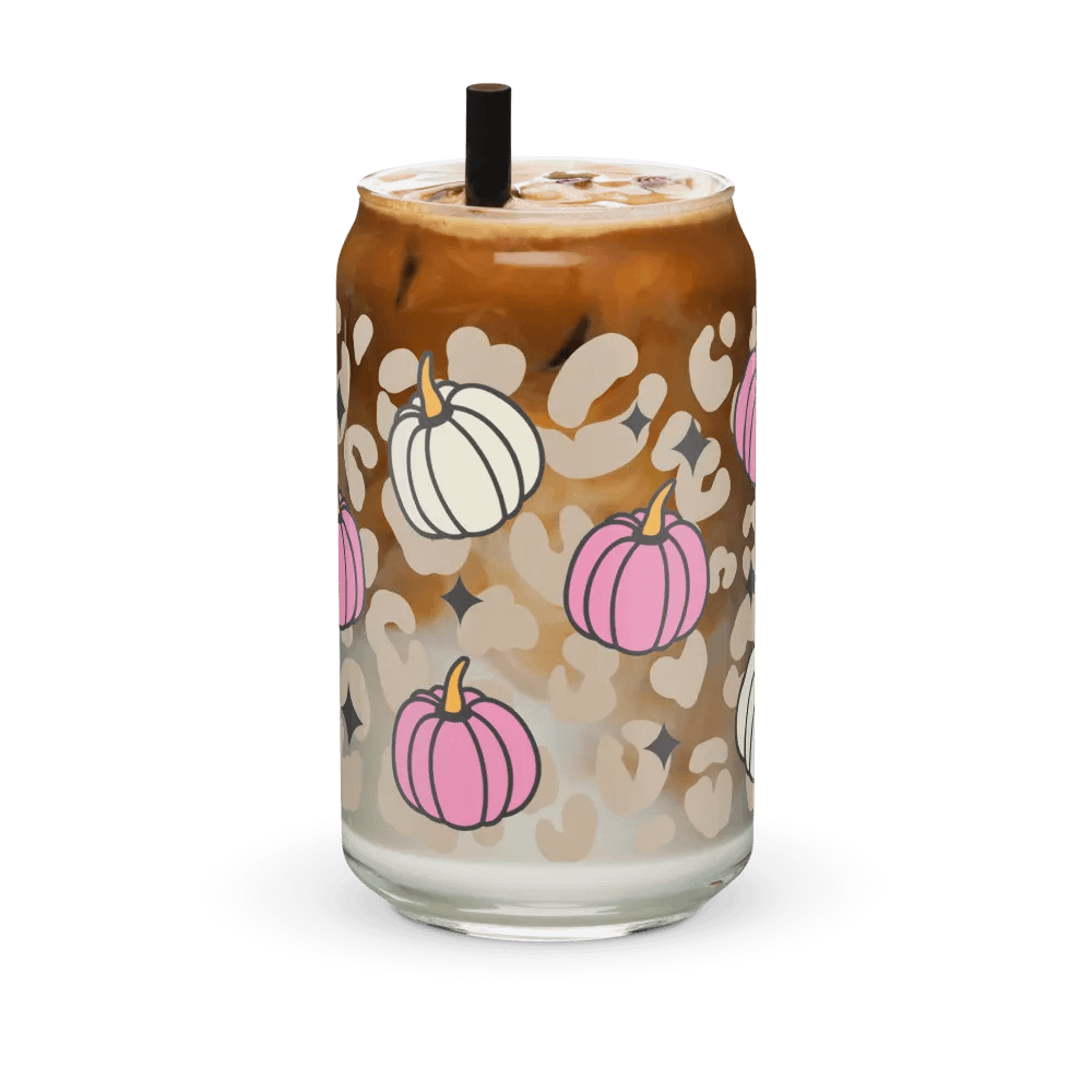 Pink Starry Pumpkin Can Glass, Wood Cover and Metal Straw product image (6)