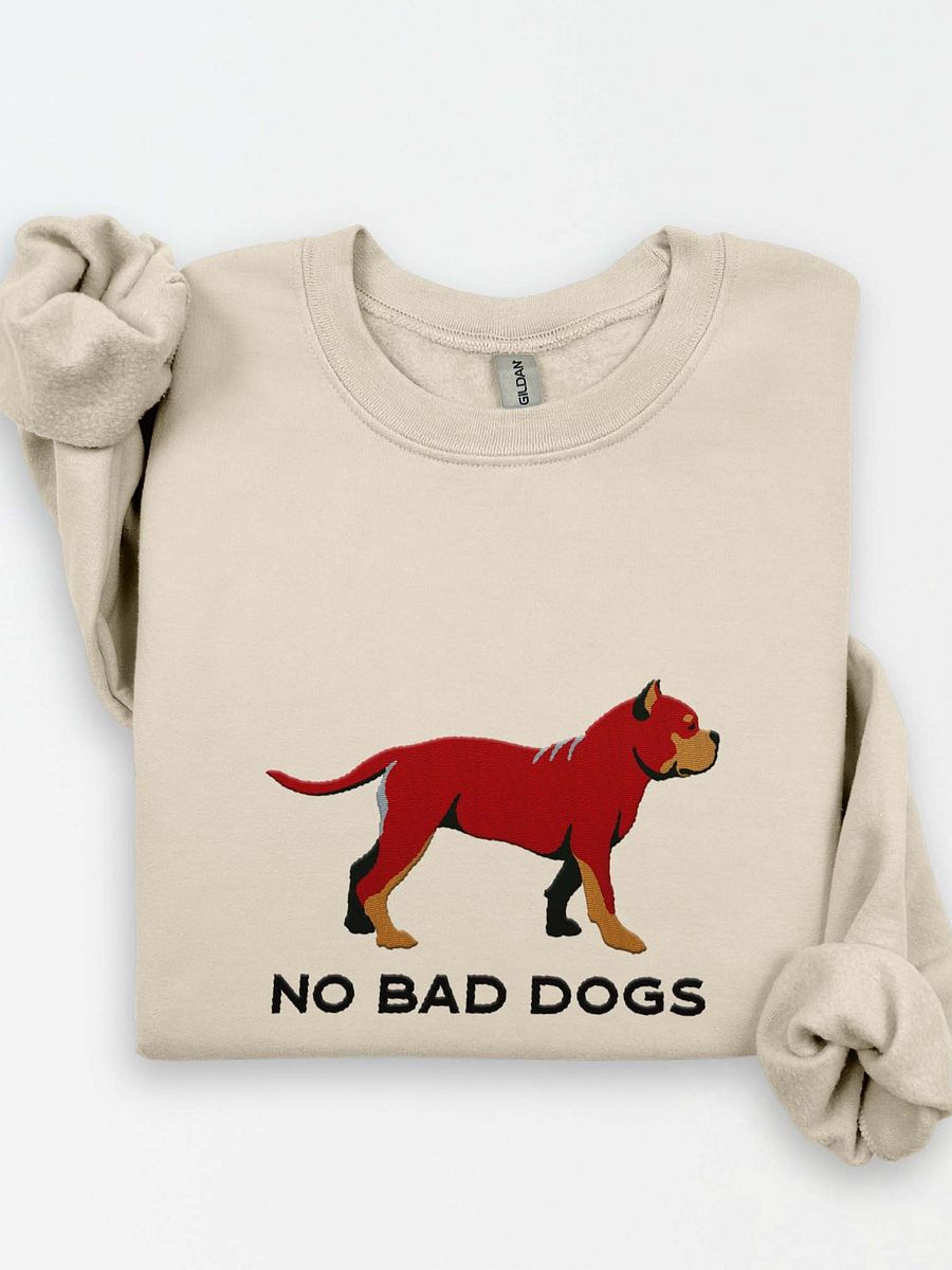 No Bad Dogs Sweatshirt (Embroidered) of an American Bully(Red & Tan) product image (1)