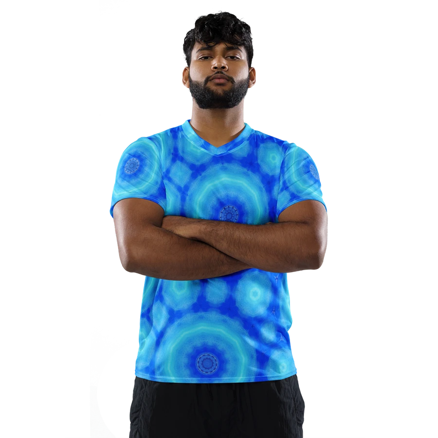 Abstract Circular Pattern in Blues Unisex V Neck Sports Jersey product image (11)